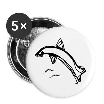 Delfin handgezeichnet - Buttons groß 56 mm (5er Pack) - Weiß - Vorne