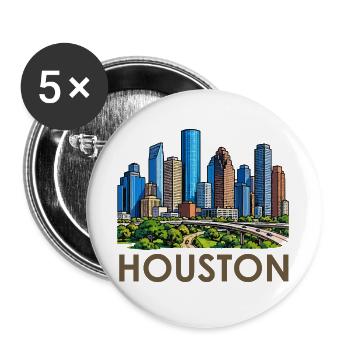 Houston Skyline Stadtlandschaft - Buttons groß 56 mm (5er Pack) - Weiß - Vorne