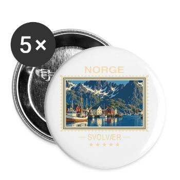 Norwegen Svolvær Vintage Reisemarke - Buttons groß 56 mm (5er Pack) - Weiß - Vorne
