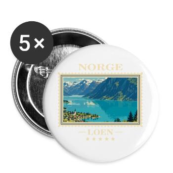 Norwegen Loen Vintage Reisemarke - Buttons groß 56 mm (5er Pack) - Weiß - Vorne