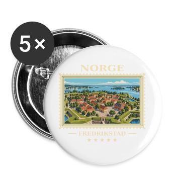 Norwegen Fredrikstad Vintage Reisemarke - Buttons groß 56 mm (5er Pack) - Weiß - Vorne