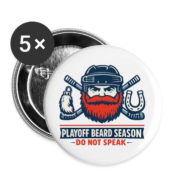 Playoff Bart Saison Nicht Sprechen - Buttons groß 56 mm (5er Pack) - Weiß - Vorne