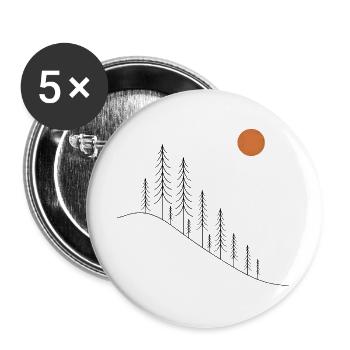 Dusk Pines Silhouette auf Hügel - Buttons groß 56 mm (5er Pack) - Weiß - Vorne