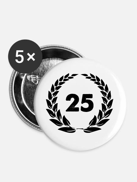 25 Kranz - Buttons groß 56 mm (5er Pack) - Weiß