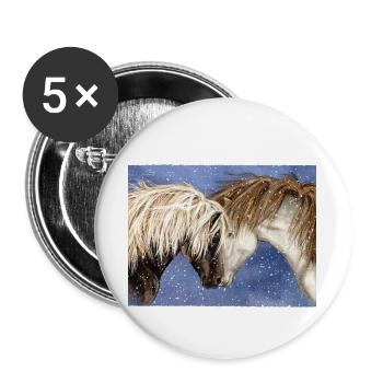 Islandpferde-Freunde - Buttons groß 56 mm (5er Pack) - Weiß - Vorne