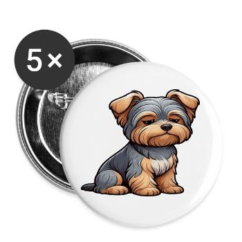 Yorkshire Terrier Yorkie Yorkiebesitzer Yorkies - Buttons groß 56 mm (5er Pack) - Weiß - Vorne