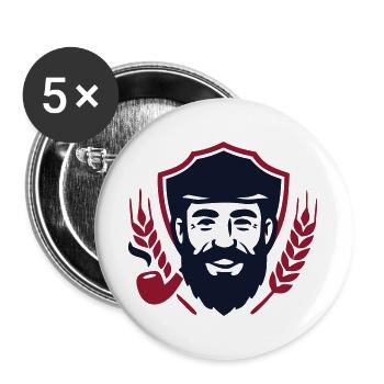 Seebaer Pfeife Wappen Logo - Buttons groß 56 mm (5er Pack) - Weiß - Vorne
