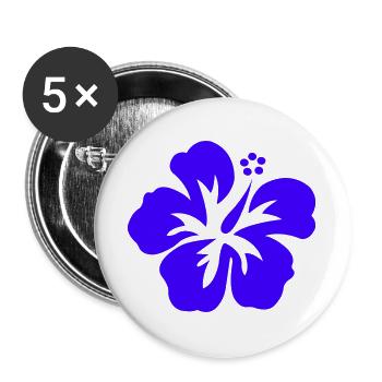 Hibiskus Silhouette Blüte - Buttons groß 56 mm (5er Pack) - Weiß - Vorne