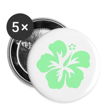 Mint Hibiskus Silhouette - Buttons groß 56 mm (5er Pack) - Weiß - Vorne