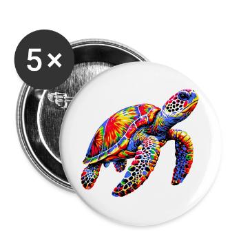 Schildkröte - Buttons groß 56 mm (5er Pack) - Weiß - Vorne