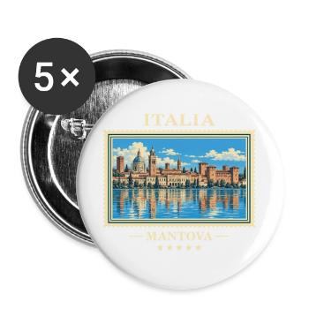 Italien Mantua Vintage Reisemarke - Buttons groß 56 mm (5er Pack) - Weiß - Vorne