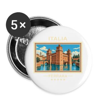 Italien Ferrara Vintage Reisemarke - Buttons groß 56 mm (5er Pack) - Weiß - Vorne