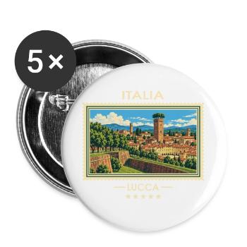 Italien Lucca Vintage Reisemarke - Buttons groß 56 mm (5er Pack) - Weiß - Vorne