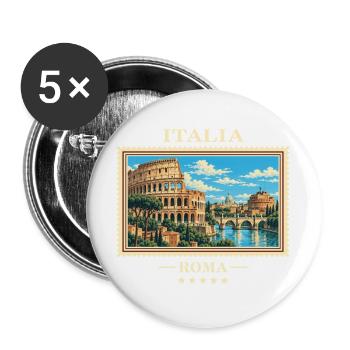 Italien Rom Vintage Reisemarke - Buttons groß 56 mm (5er Pack) - Weiß - Vorne