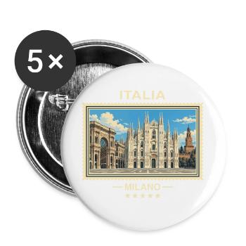 Italien Mailand Vintage Reisemarke - Buttons groß 56 mm (5er Pack) - Weiß - Vorne