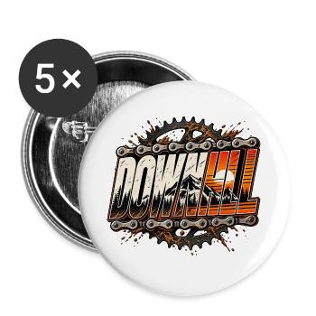 Downhill Fahrrad Leidenschaft Hobby Fahrrad fahren - Buttons groß 56 mm (5er Pack) - Weiß - Vorne