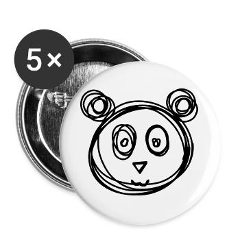 Panda handgezeichnet - Buttons groß 56 mm (5er Pack) - Weiß - Vorne
