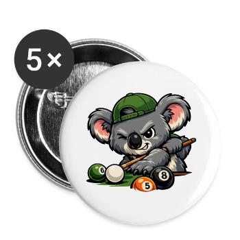 Koala beim Billard - Buttons groß 56 mm (5er Pack) - Weiß - Vorne