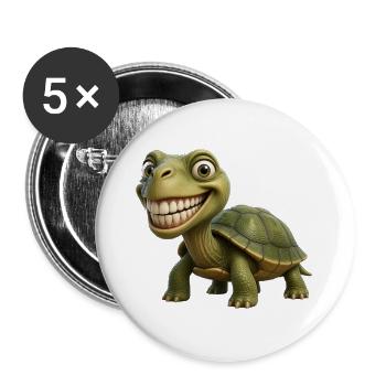Funny Smile Turtle – Happy Shell - Buttons groß 56 mm (5er Pack) - Weiß - Vorne
