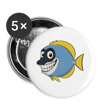 Funny Smile Doktorfisch – White-throated Surgeonfi - Buttons groß 56 mm (5er Pack) - Weiß - Vorne