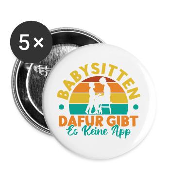 Tagesmutter Dafür Gibt Es Keine App Nanny - Buttons groß 56 mm (5er Pack) - Weiß - Vorne