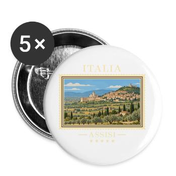 Italien Assisi Vintage Reisemarke - Buttons groß 56 mm (5er Pack) - Weiß - Vorne