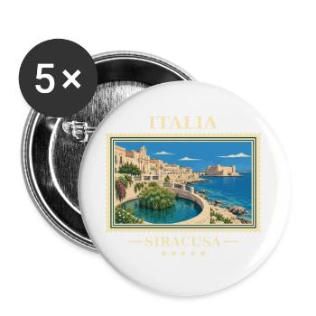 Italien Syrakus Vintage Reisemarke - Buttons groß 56 mm (5er Pack) - Weiß - Vorne