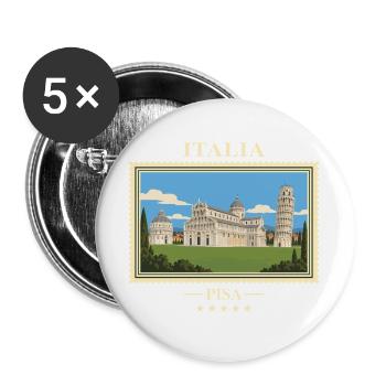 Italien Pisa Vintage Reisemarke - Buttons groß 56 mm (5er Pack) - Weiß - Vorne