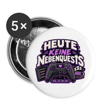Heute keine Nebenquests Gaming | Gamer - Buttons groß 56 mm (5er Pack) - Weiß - Vorne