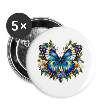 Schmetterlinge Schöner Schmetterling - Buttons groß 56 mm (5er Pack) - Weiß - Vorne