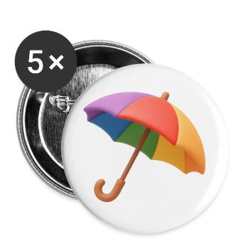 Regenbogen Schirm Muster - Buttons groß 56 mm (5er Pack) - Weiß - Vorne