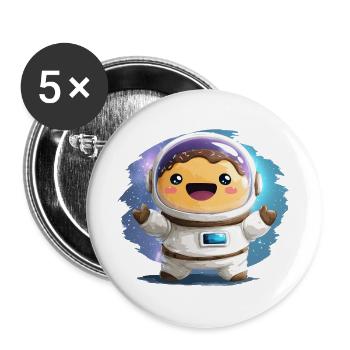 Kuschelig Astronaut im Sternenrausch - Buttons groß 56 mm (5er Pack) - Weiß - Vorne