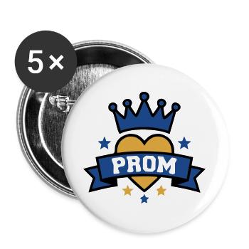 Prom Herz Krone Abzeichen - Buttons groß 56 mm (5er Pack) - Weiß - Vorne