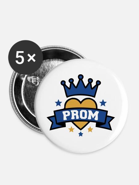 Prom Herz Krone Abzeichen - Buttons groß 56 mm (5er Pack) - Weiß
