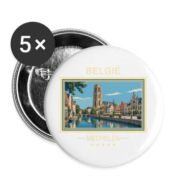 Belgien Mechelen Vintage Reisemarke - Buttons groß 56 mm (5er Pack) - Weiß - Vorne