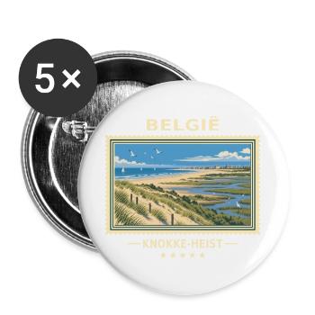 Belgien Knokke-Heist Vintage Reisemarke - Buttons groß 56 mm (5er Pack) - Weiß - Vorne