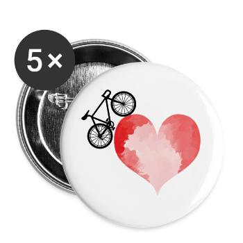 Radfahren Fahrrad Sport Radfahren Radfahrer - Buttons groß 56 mm (5er Pack) - Weiß - Vorne