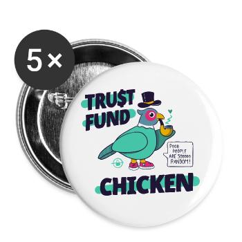 Treuhandfonds Chicken Bold Comic Pheasant Art - Buttons groß 56 mm (5er Pack) - Weiß - Vorne