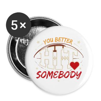 Jemanden Football Herz schlagen - Buttons groß 56 mm (5er Pack) - Weiß - Vorne