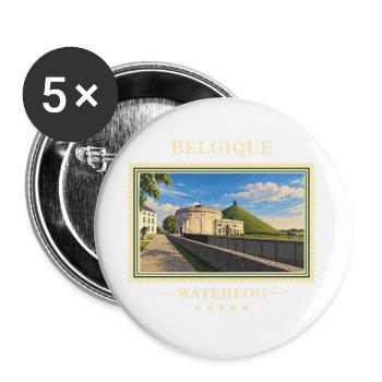 Belgien Waterloo Vintage Reisemarke - Buttons groß 56 mm (5er Pack) - Weiß - Vorne