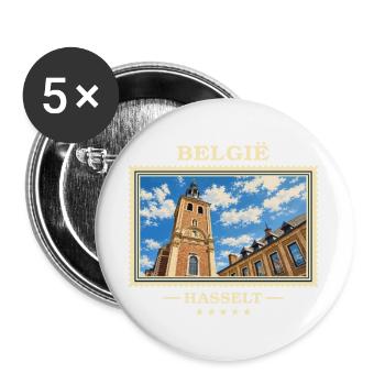 Belgien Hasselt Vintage Reisemarke - Buttons groß 56 mm (5er Pack) - Weiß - Vorne