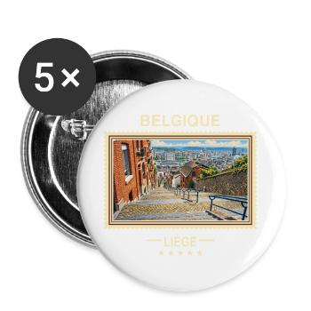 Belgien Lüttich Vintage Reisemarke - Buttons groß 56 mm (5er Pack) - Weiß - Vorne
