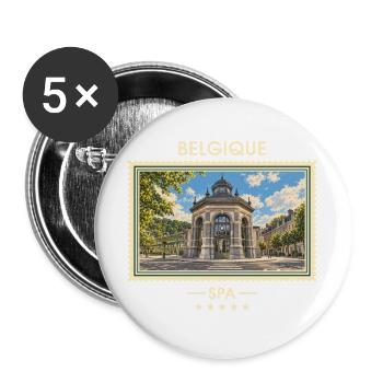 Belgien Spa Vintage Reisemarke - Buttons groß 56 mm (5er Pack) - Weiß - Vorne