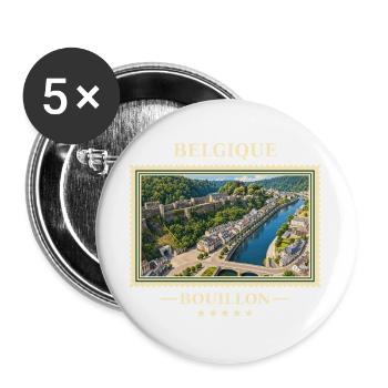 Belgien Bouillon Vintage Reisemarke - Buttons groß 56 mm (5er Pack) - Weiß - Vorne