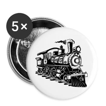 Dampflokomotive - Buttons groß 56 mm (5er Pack) - Weiß - Vorne