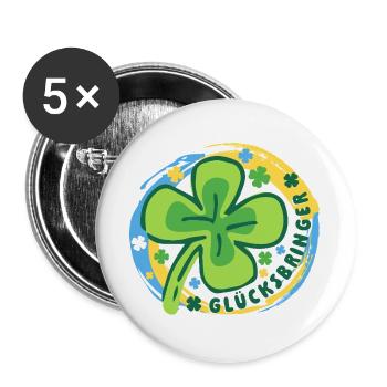 Glücksbringer Glück Mutmacher - Buttons groß 56 mm (5er Pack) - Weiß - Vorne