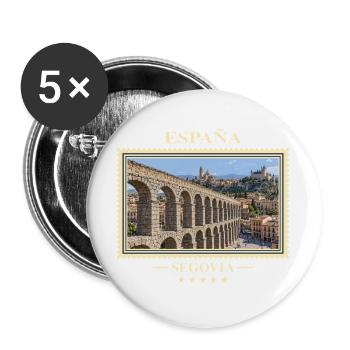 Spanien Segovia Vintage Reisemarke - Buttons groß 56 mm (5er Pack) - Weiß - Vorne