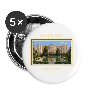 Spanien Madrid Vintage Reisemarke - Buttons groß 56 mm (5er Pack) - Weiß - Vorne