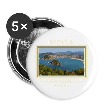 Spanien San Sebastián Vintage Reisemarke - Buttons groß 56 mm (5er Pack) - Weiß - Vorne
