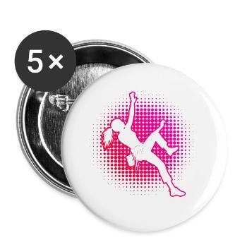 Geschenkidee für eine Kletter-Fanin mit Bouldering - Buttons groß 56 mm (5er Pack) - Weiß - Vorne